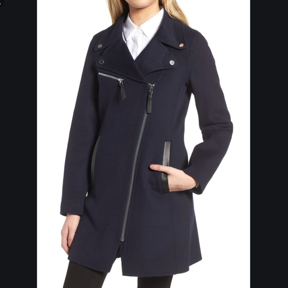 DEREK LAM 10 CROSBY Double-Face Wool Moto Coat - Picture 1 of 5
